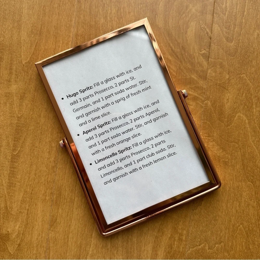 4x6 Rose Gold Desktop Picture Frame, Easel Metal Frame